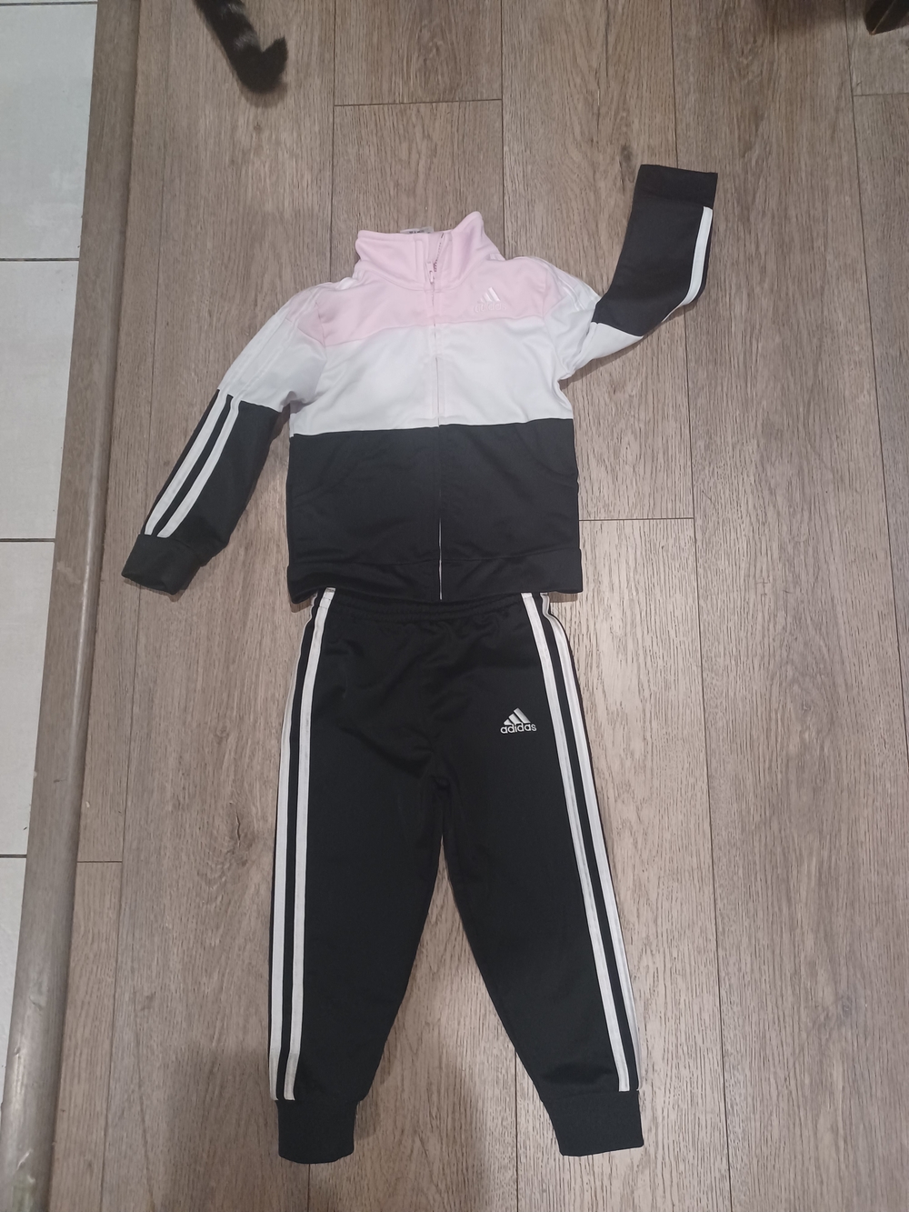 adidas Kids Colorblock Pink White Black Track Set